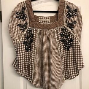 Free People gingham blouse